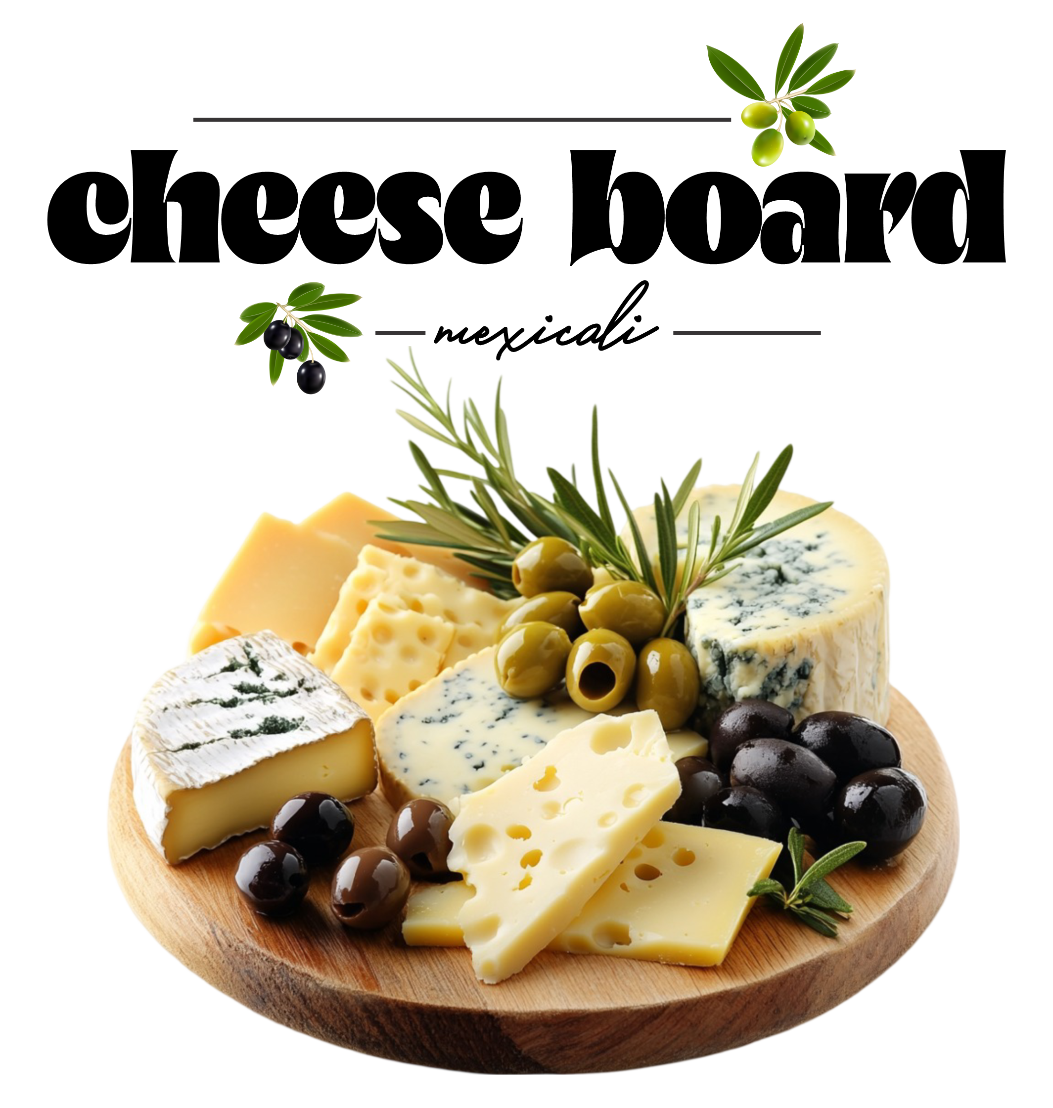 Cheese Board Mexicali con selección de quesos y aceitunas